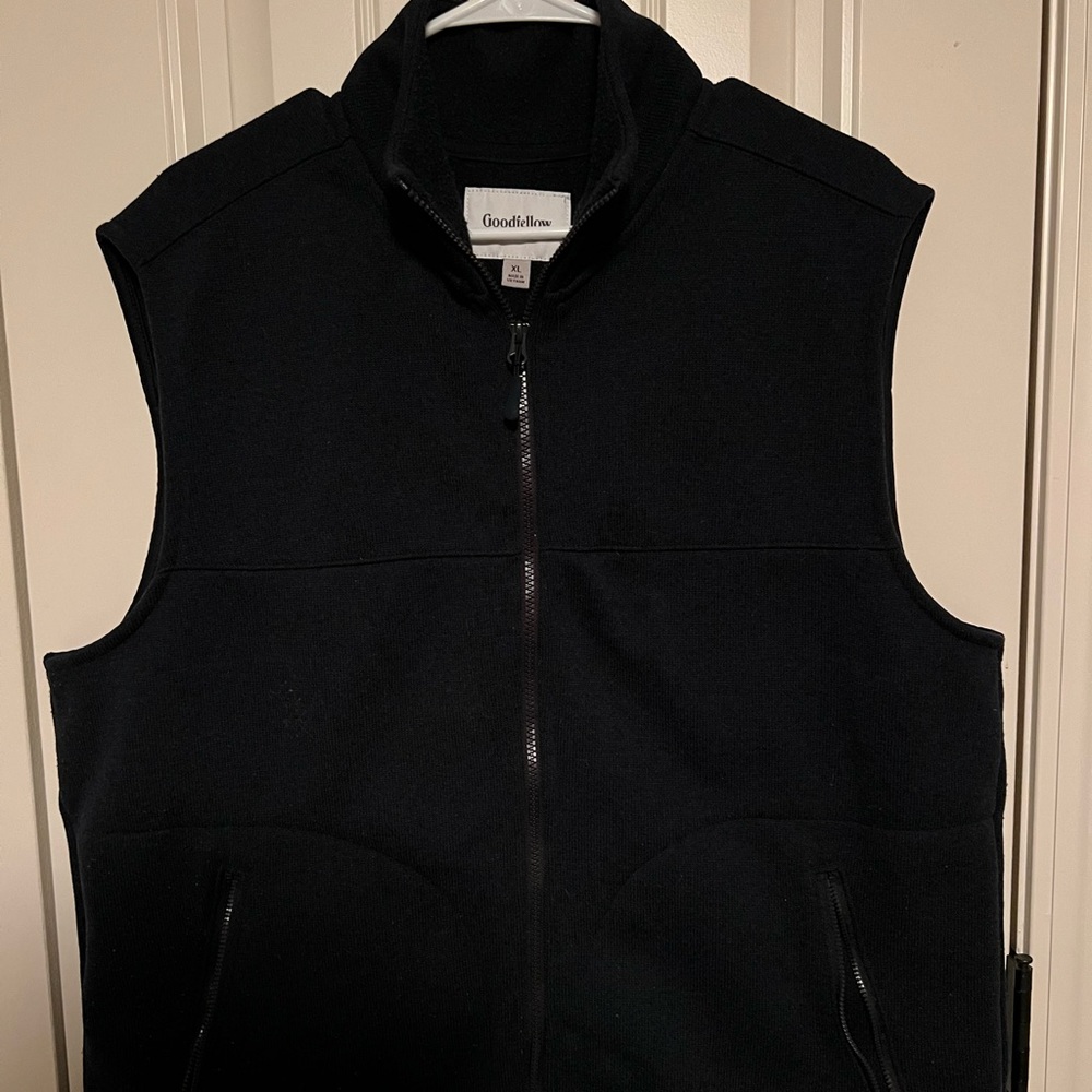 Navy zip front fleece sweater vest